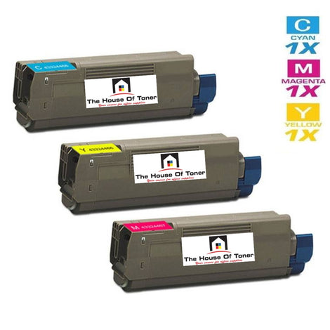 Compatible Toner Cartridge Replacement for OKIDATA 43324466, 43324467, 43324468 (TYPE C8) Cyan, Magenta, Yellow (3-Pack)