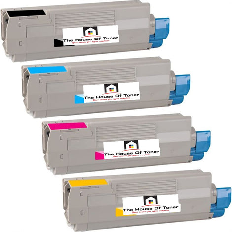 Compatible Toner Cartridge Replacement for OKIDATA 44315304, 44315303, 44315302, 44315301 ( Black, Cyan, Magenta, Yellow) 8K YLD (4-Pack)