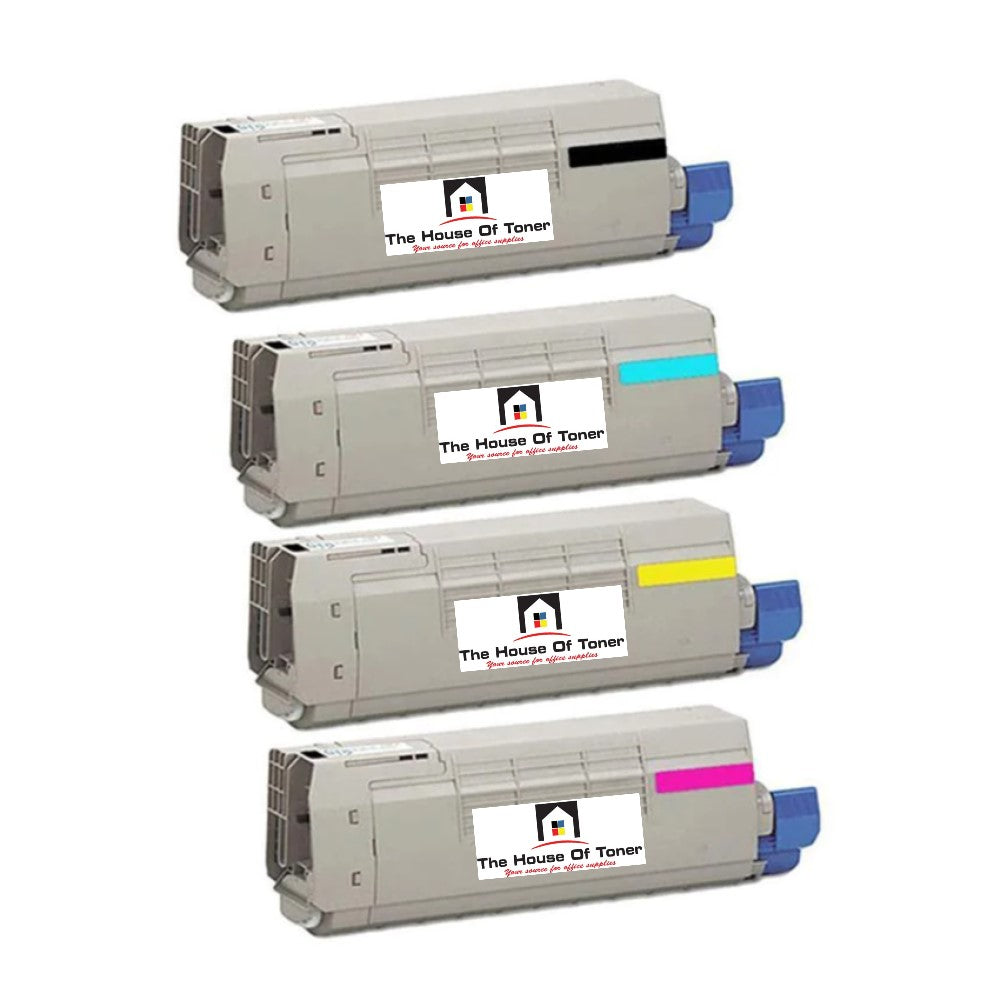 Compatible Toner Cartridge Replacement for OKIDATA 44844512, 44844511, 44844510, 44844509 (Black, Cyan, Yellow, Magenta) 10K YLD