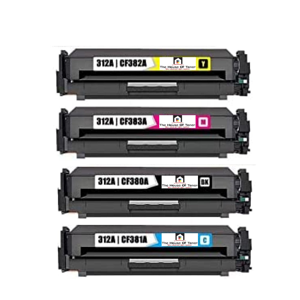 Compatible Toner Cartridge Replacement for HP CF380A, CF381A, CF382A, CF383A (312A) Black, Cyan, Magenta, Yellow (2.2K YLD- Black, 2.7K YLD- Color) 4-Pack