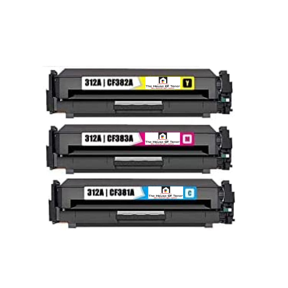 Compatible Toner Cartridge Replacement for HP CF381A, CF382A, CF383A (312A) Cyan, Magenta, Yellow (2.7K YLD) 3-Pack