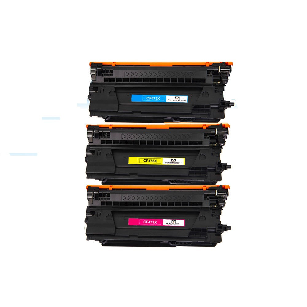 Compatible Toner Cartridge Replacement for HP CF471X, CF472X, CF472X (657X) High Yield Cyan, Yellow, Magenta (23K YLD) 3-Pack