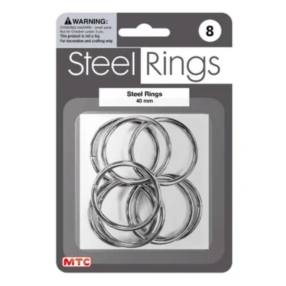 CH641 8 Piece 4 cm Silver Steel Rings