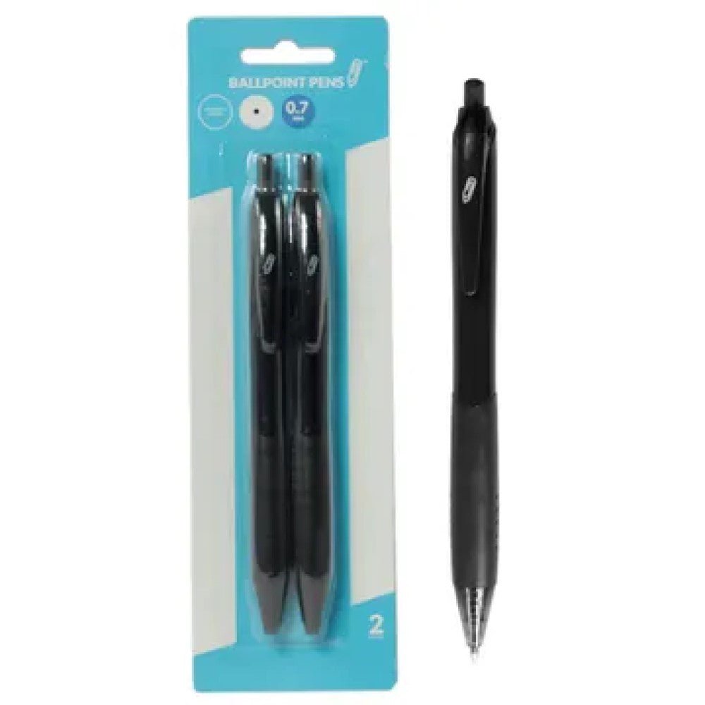 CI206 Retractable 0.7Mm Ballpoint Pens, Black (2Pk)