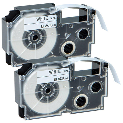 CSOXR12WE2S Casio XR-12WE2S - Black on white - Roll (0.47 in) 2 pcs. tape cartridge - for Disc Title Printer CW-L300; KL 100, 430, 60, 7200, 780, C500; KLP 1000; Label IT! KL-60