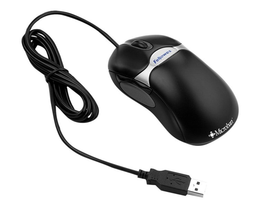Fellowes Microban Protection - Mouse - optical - 5 buttons - wired - USB - black, silver (FEL98913)