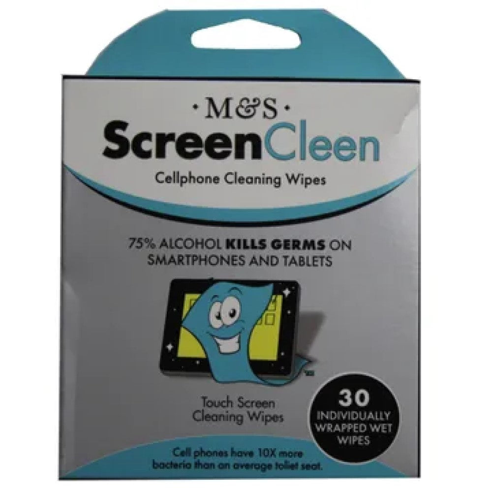 GE600 ScreenCleen 30 Pack 75% Alcohol Screen Cleaning Wipes