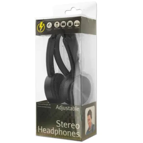 OT083 Black Adjustable Stereo Headphones