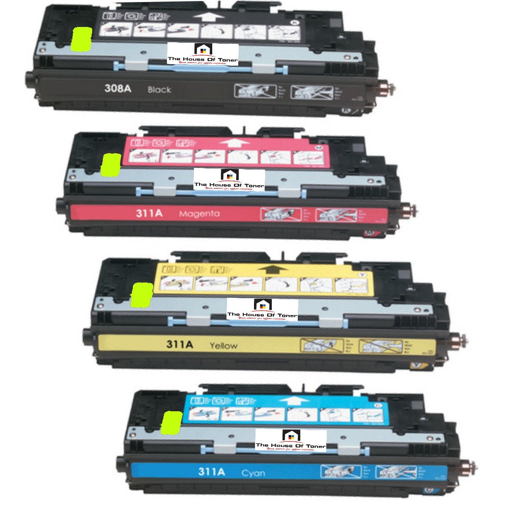 Compatible Toner Cartridge Replacement for HP Q2670A, Q2681A, Q2683A, Q2682A (308A-Black, 311A-Color) Black, Cyan, Yellow, Magenta (6K YLD) 4-Pack)