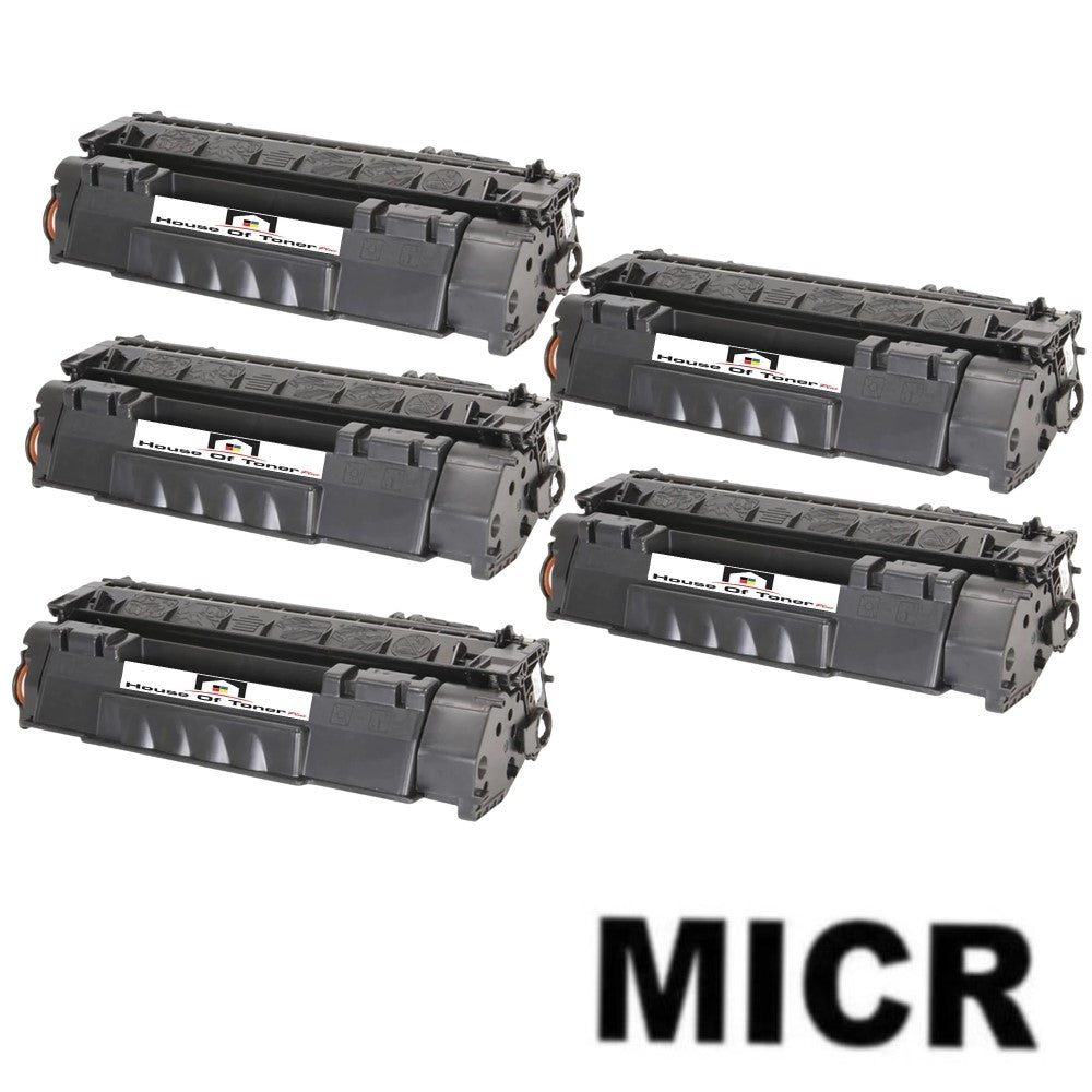 Compatible Toner Cartridge Replacement for HP Q7553X (53X) High Yield Black (7K YLD) 5-Pack (W/Micr)