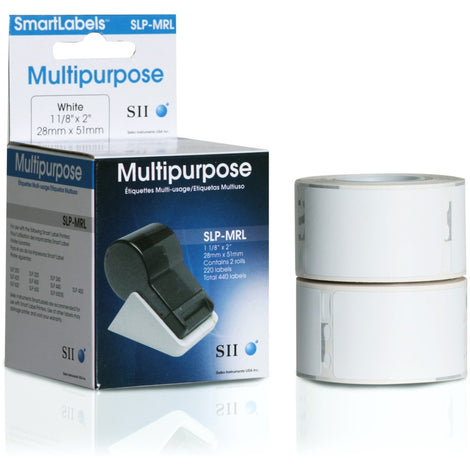 SKPSLP-MRL Seiko Instruments SLP-MRL - White - 1.1 in x 2 in 440 label(s) (2 roll(s) x 220) multipurpose labels - for Smart Label Printer 100, 120, 200, 220, 240, 410, 420, 430, 440, 450, EZ30