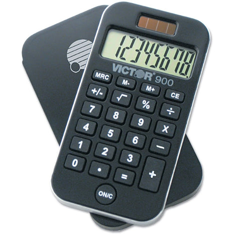 VCT900 Victor 900 - Pocket calculator - 8 digits - solar panel, battery - black