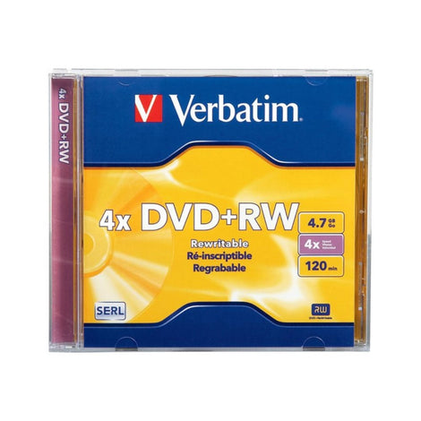 VER94520 VERBATIM DVD+RW BRANDED LQ-1pk 4.7GB/4X JEWEL CS