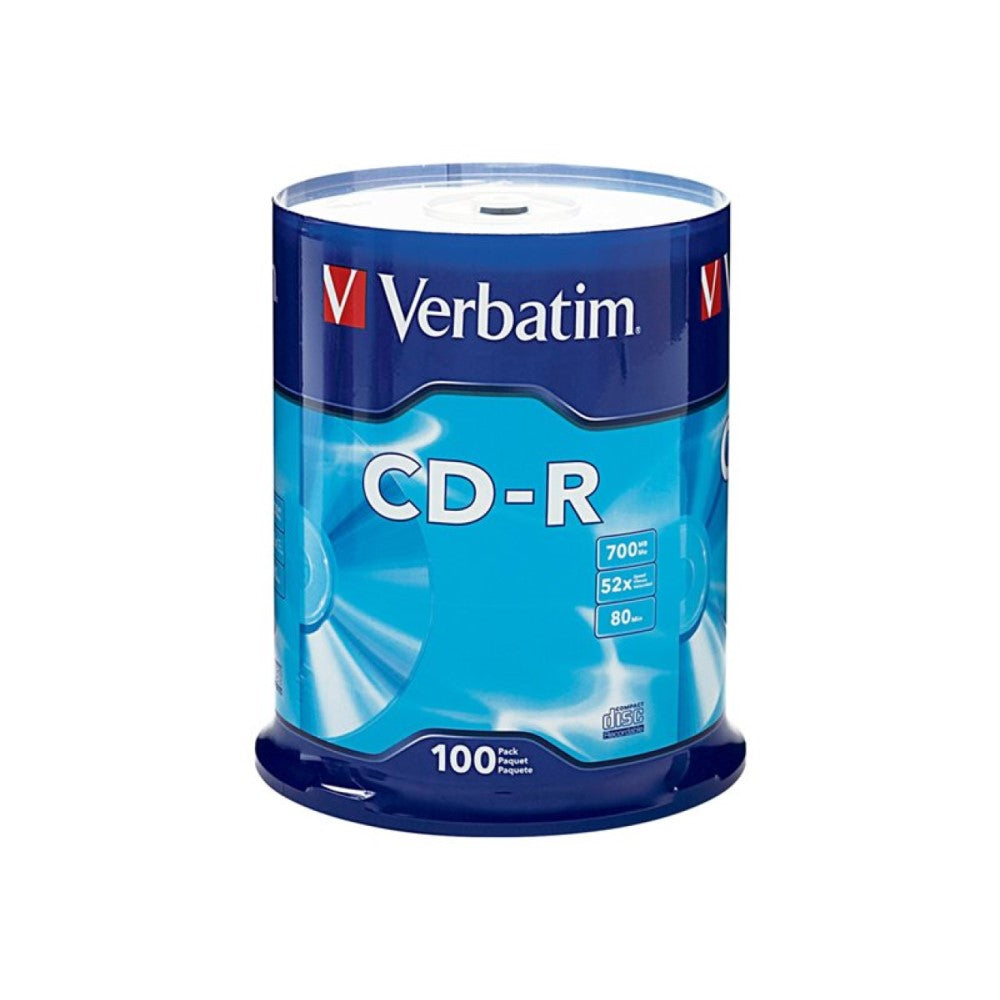 VER94554 VERBATIM CD-R BRAND SLVR 100pk 700MB/52X SPINDLE