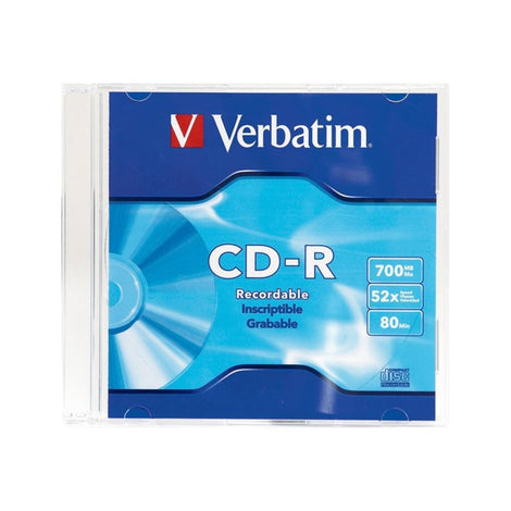 VER94776 VERBATIM CD-R BRAND SLVR 1pk 700MB/52X SLIM CASE