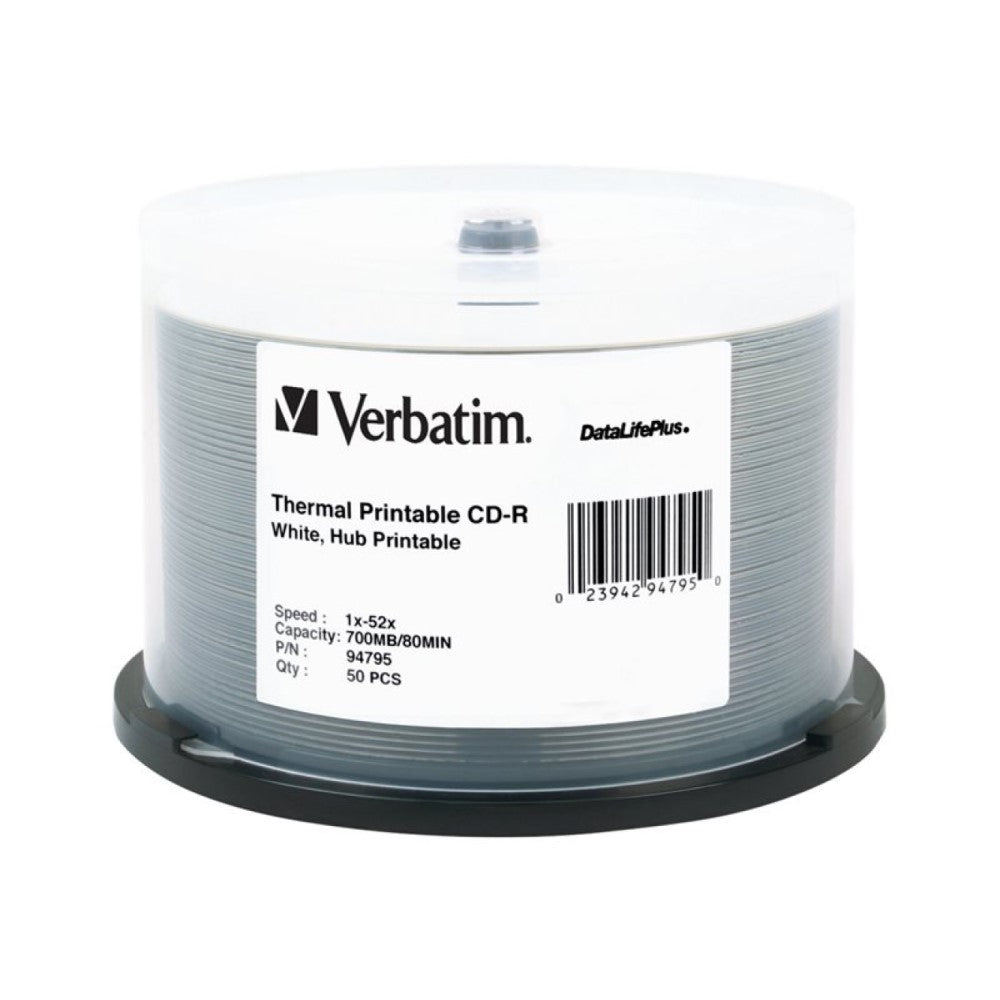 VER94795 VERBATIM CD-R DL+TRM HUB 50pk 700MB/52X SPIN-WHT