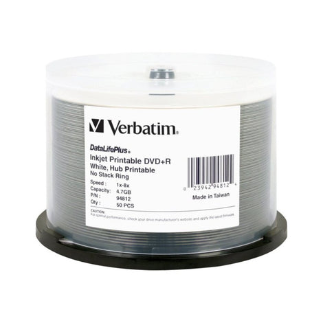 VER94812 VERBATIM DVD+R DL+ INKJT 50pk 4.7GB/8X SPIN-WHITE