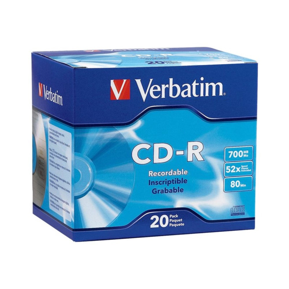 VER94936 VERBATIM CD-R BRAND SLVR LQ-20pk 700MB/52X SLIM C