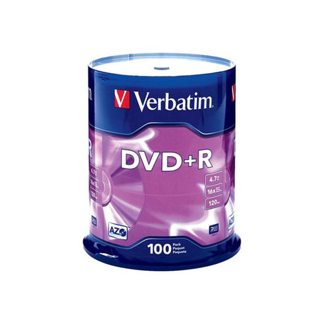 VER95098 VERBATIM DVD+R BRAND SLV 100pk 4.7GB/16X SPINDLE