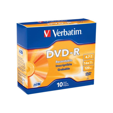 VER95099 VERBATIM DVD-R BRAND SLV 10pk 4.7GB/16X SLIM CASE