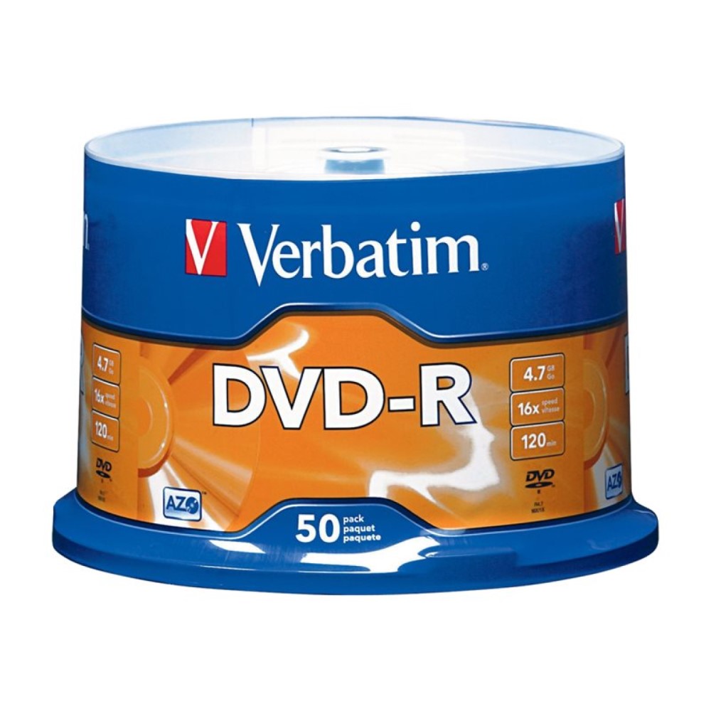 VER95101 VERBATIM DVD-R BRAND SLV 50pk 4.7GB/16X SPINDLE
