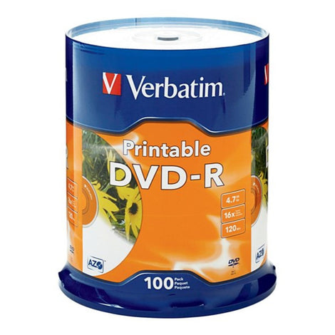 VER95153 VERBATIM DVD-R WHT INKJT 100pk 4.7GB/16X SPINDLE