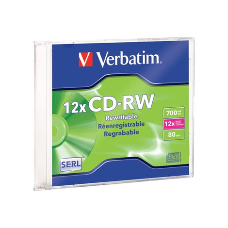 VER95161 VERBATIM CD-RW BRAND SLV 1pk 700MB/12X SLIM CASE
