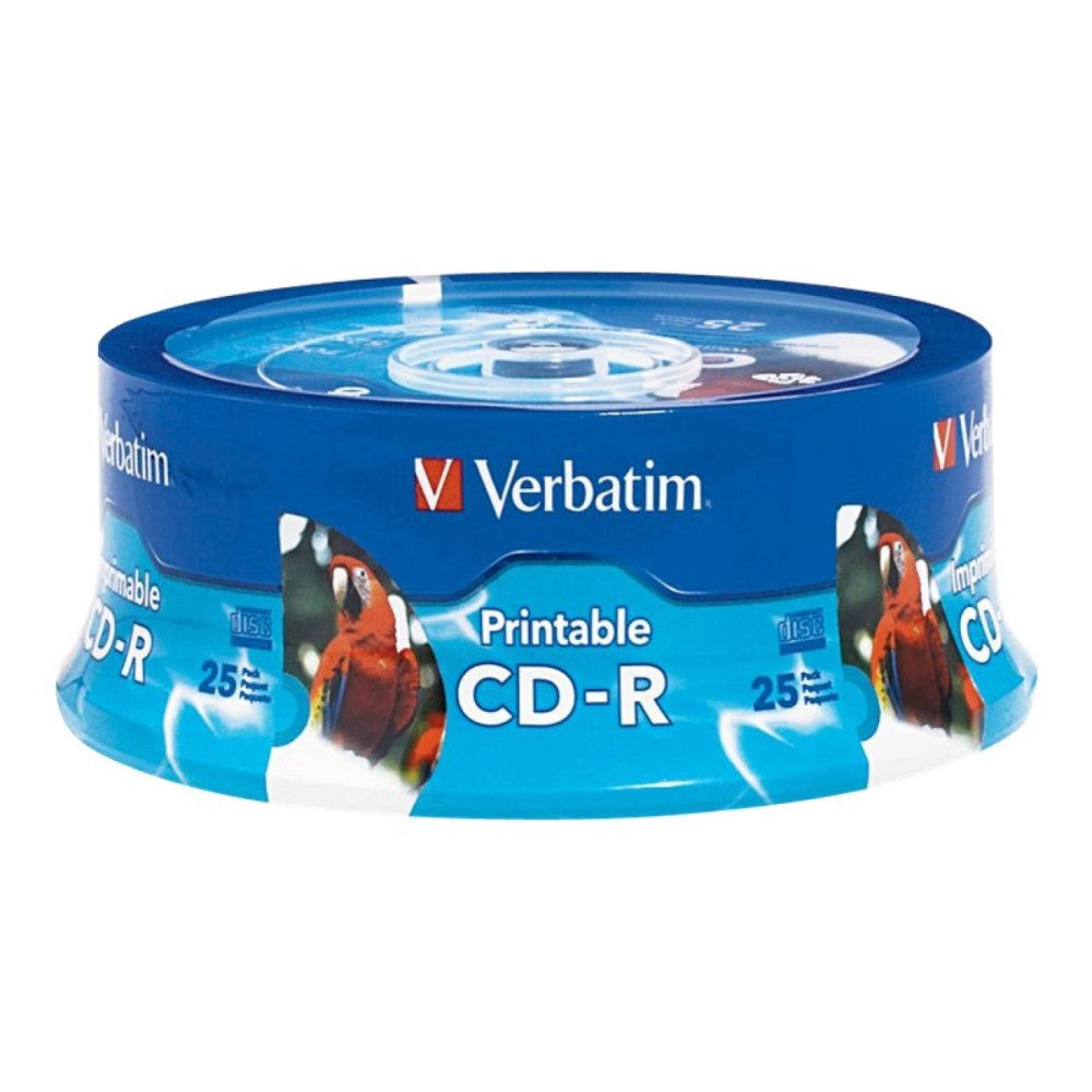 VER96189 VERBATIM CD-R INKJET HUB 25pk 700MB/52X SPIN-WHT