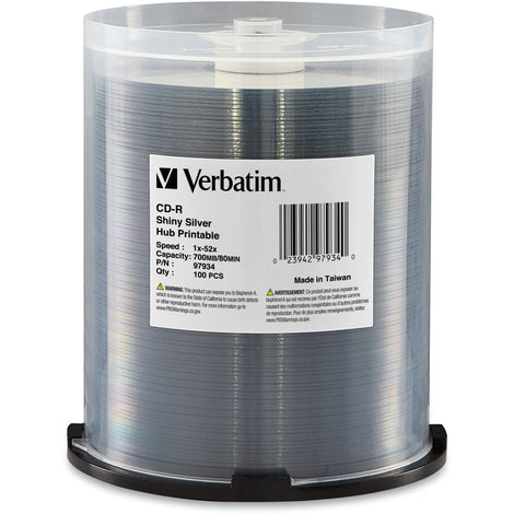 VER97934 VERBATIM CD-R HUB SILK 100pk 700MB/52X SPIN-SLV