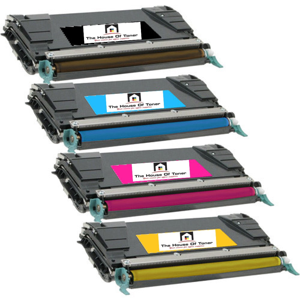 Compatible Toner Cartridge Replacement for LEXMARK C5242KH, C5242CH, C5242YH, C5242MH (High Yield Black, Cyan, Magenta, Yellow) 5K YLD (4-Pack)