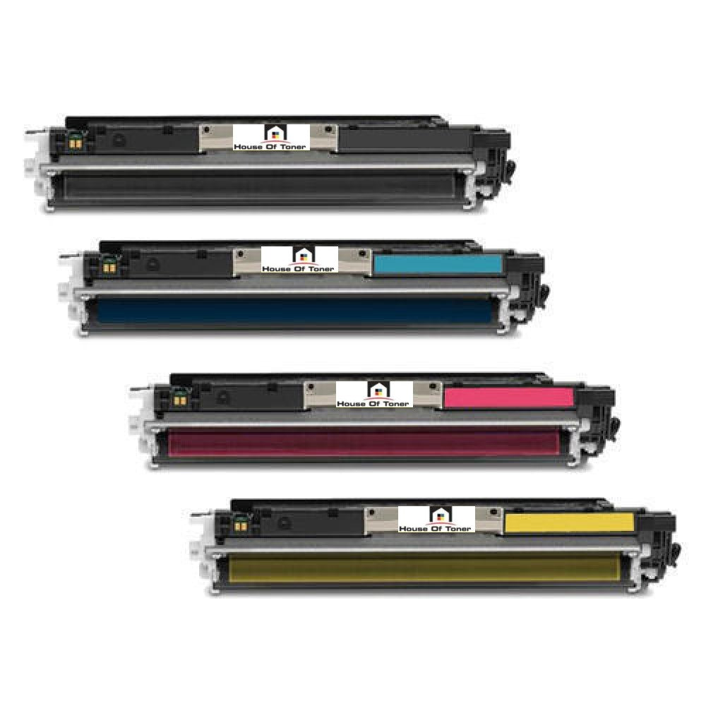 Compatible Toner Cartridge Replacement for HP CE310A, CE311A, CE312A, CE313A (126A) Black, Cyan, Yellow, Magenta (1.2K Black, 1K Color ) 4-Pack