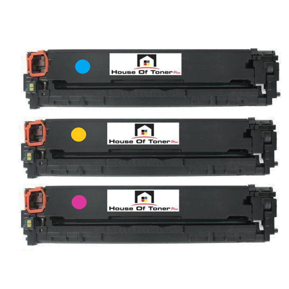 Compatible Toner Cartridge Replacement for HP CE321A, CE322A, CE323A (128A) Cyan, Yellow, Magenta (1.3K Color) 3-Pack