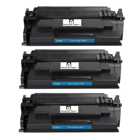 Compatible Toner Cartridge Replacement for HP CF258X (58X) High Yield Black (10K) 3-Pack (New Chip)