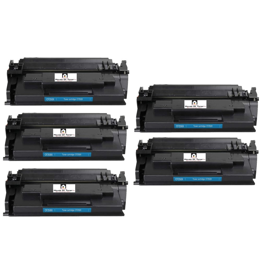 Compatible Toner Cartridge Replacement for HP CF258X (58X) High Yield Black (10K) 5-Pack (New Chip)