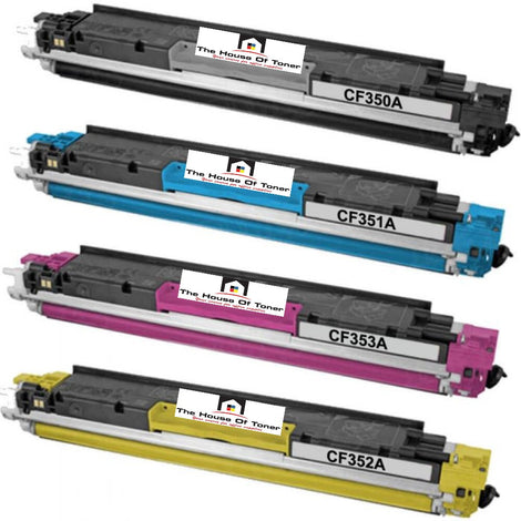 Compatible Toner Cartridge Replacement for HP CF350A, CF351A, CF352A, CF353A (130A) Black , Cyan, Yellow, Magenta (1.3K YLD) 4-Pack
