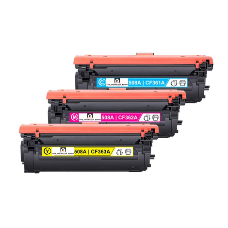 Compatible Toner Cartridge Replacement for HP CF361A, CF362A, CF363A (508A) Cyan, Yellow, Magenta (6K YLD) 3-Pack