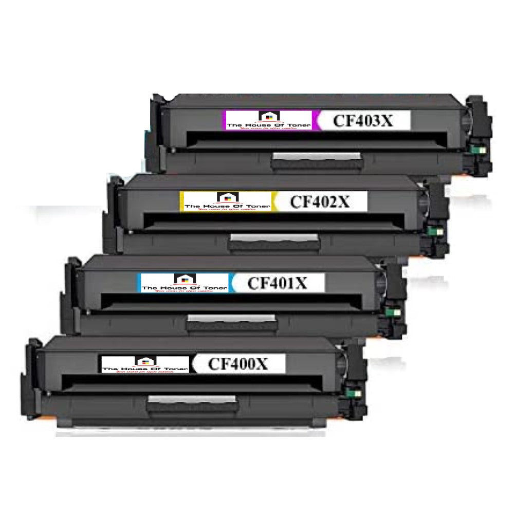 Compatible Toner Cartridge Replacement for HP CF400X, CF401X, CF402X, CF403X (201X) Black, Cyan, Magenta, Yellow (4-Pack)