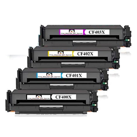 Compatible Toner Cartridge Replacement for HP CF400X, CF401X, CF402X, CF403X (201X) Black, Cyan, Magenta, Yellow (4-Pack)