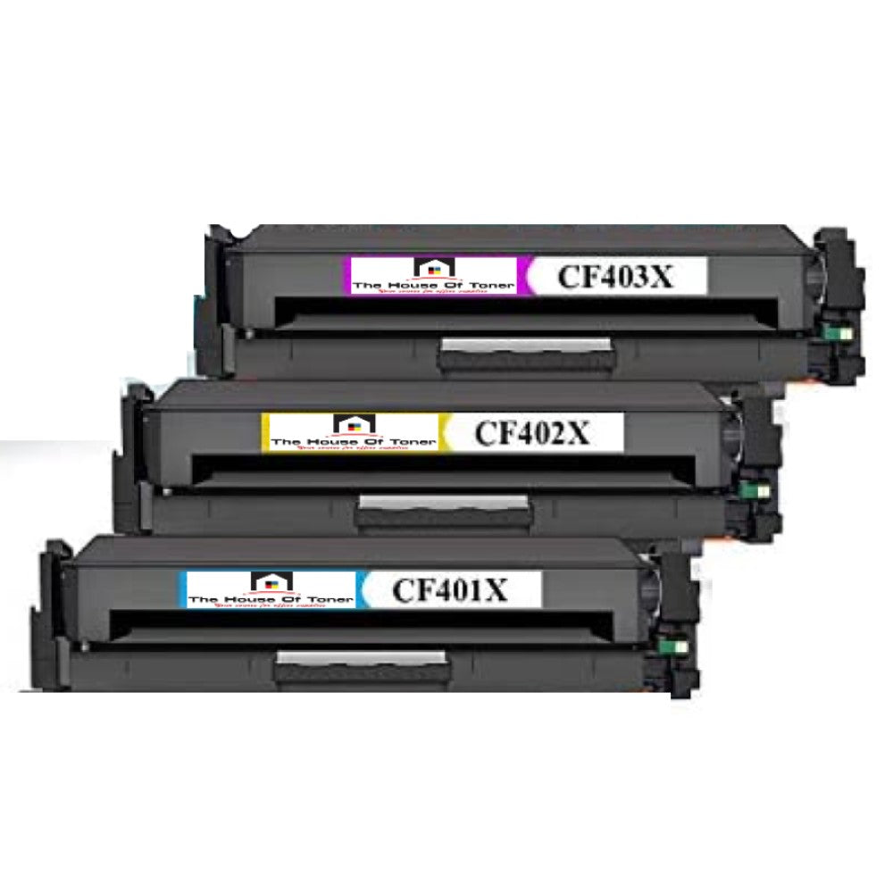 Compatible Toner Cartridge Replacement for HP CF401X, CF402X, CF403X (201X) Cyan, Magenta, Yellow (3-Pack)