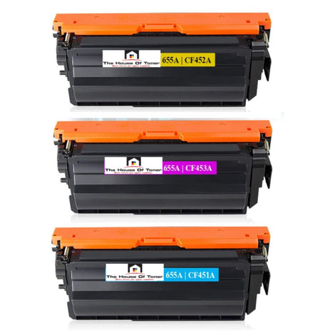 Compatible Toner Cartridge Replacement for HP CF451A, CF452A, CF453A (451A) Cyan, Yellow, Magenta (10.5K YLD) 3-Pack