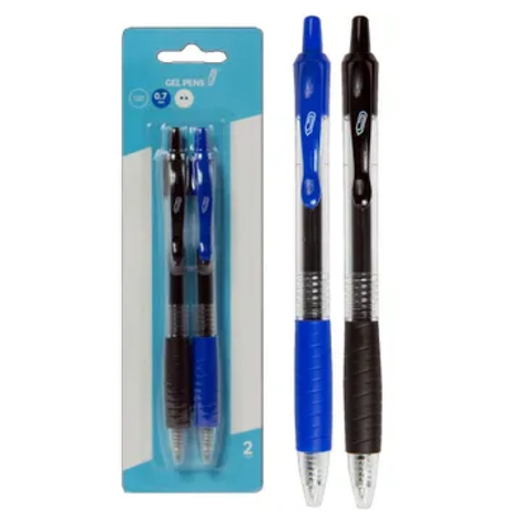 CI155 Retractable 0.7Mm Gel Pens, Black/Blue (2Pk)