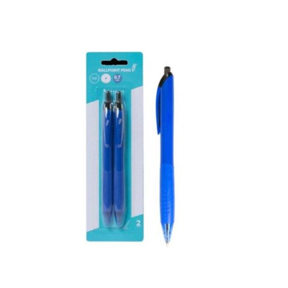 CI211 Retractable 0.7Mm Ballpoint Pens, Blue (2Pk)