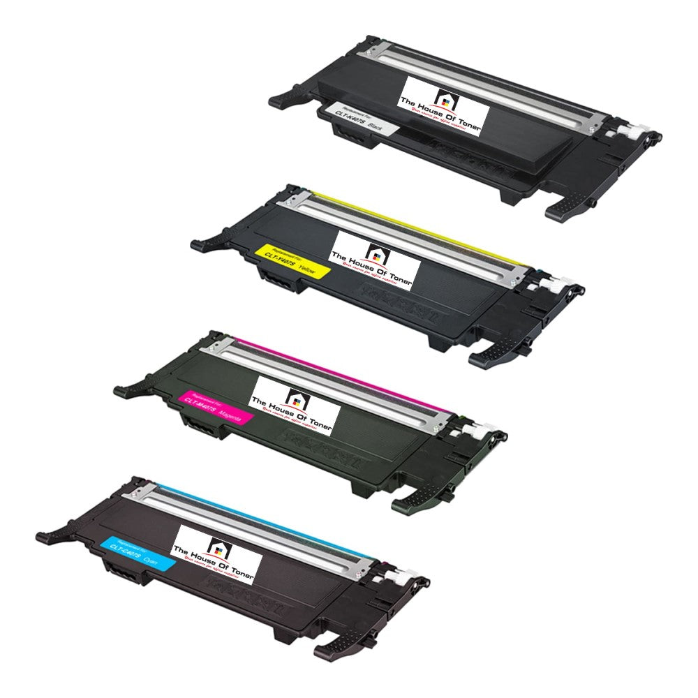 Compatible Toner Cartridge Replacement For SAMSUNG CLT-K407S, CLT-C407S, CLT-Y407S, CLT-M407S (CLTK407S, CLTC407S, CLTY407S, CLTM407S) Black, Cyan, Magenta, Yellow (1.5K YLD- Black; 1K YLD-Colors) 4-Pack