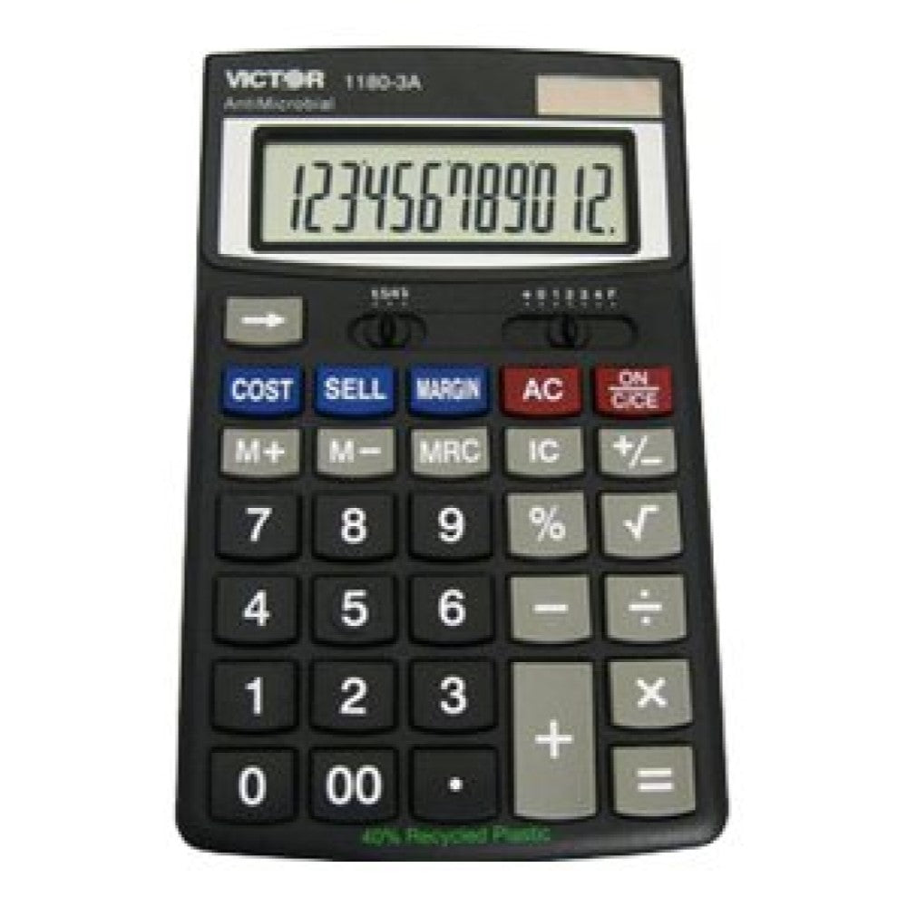 VCT1180-3A Victor 1180-3A - Financial calculator - 12 digits - solar panel, battery - black