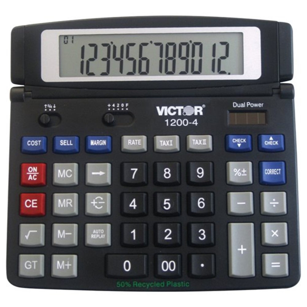 VCT1200-4 Victor 1200-4 - Desktop calculator - 12 digits - solar panel, battery - black