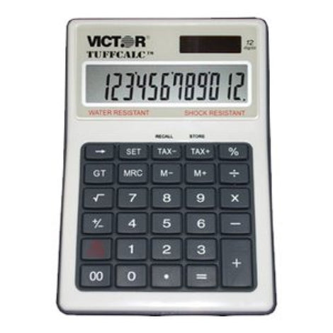 VCT99901 Victor TuffCalc 99901 - Desktop calculator - 12 digits - solar panel, battery - black, white