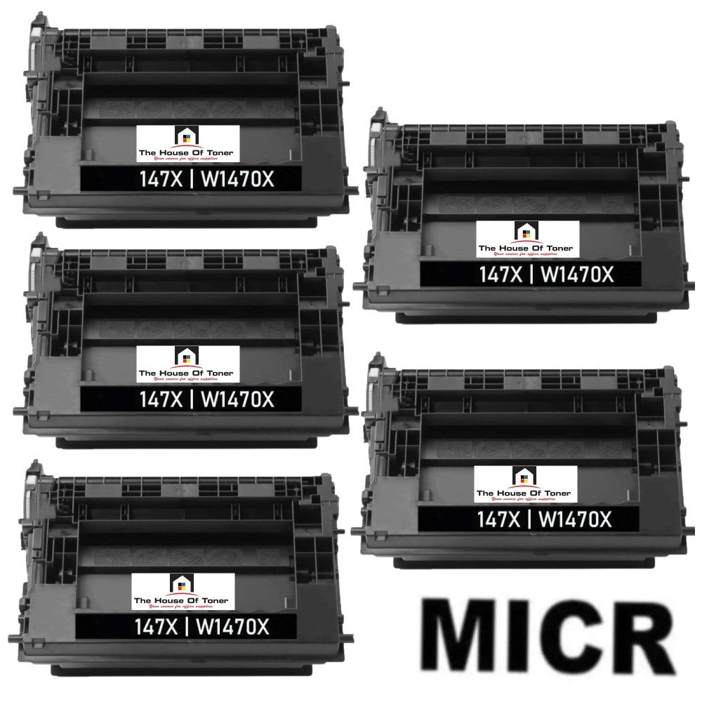 Compatible Toner Cartridge Replacement For HP W1470X (HP 147X) High Yield Black (25.2K YLD) 5-Pack (W/Micr)