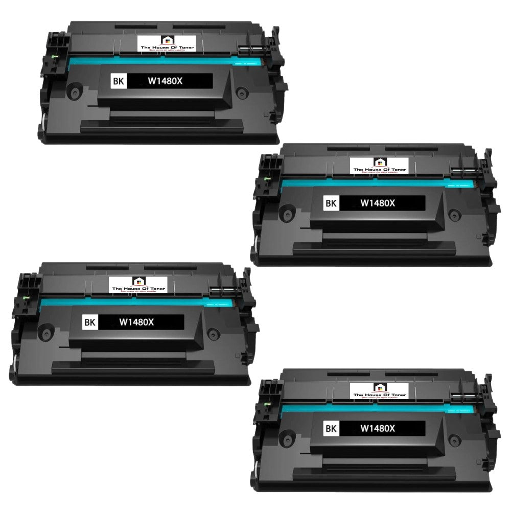 Compatible Toner Cartridge Replacement for HP W1480X (148X) High Yield Black (20K YLD) W/New OEM Chip (4-Pack)