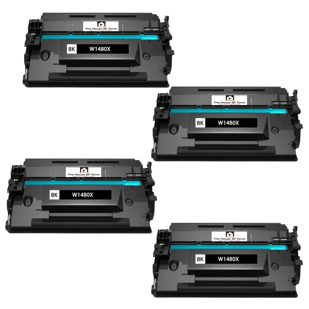 Compatible Toner Cartridge Replacement for HP W1480X (148X) High Yield Black (9.5K) W/New Chip (4-Pack)