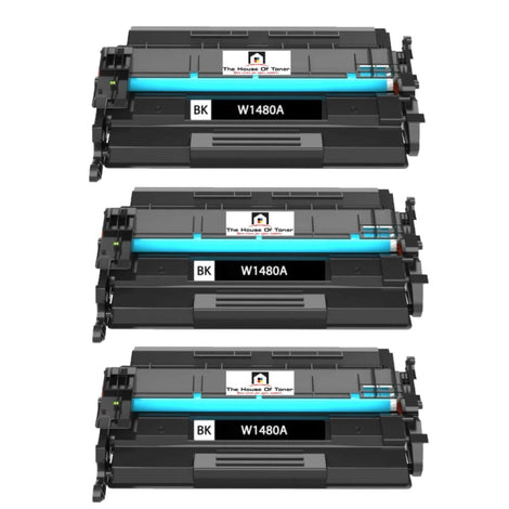 Compatible Toner Cartridge Replacement For HP W1480A (148A) Black (10K YLD) W/New OEM Chip (3-Pack)